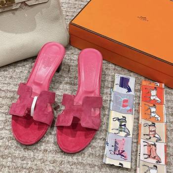 Hermes Classic Oasis Heel Slide Sandals 4.5cm in Suede Pink 2024 0123 (MD-240123085)