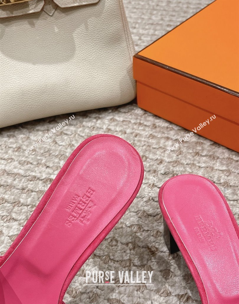 Hermes Classic Oasis Heel Slide Sandals 4.5cm in Suede Pink 2024 0123 (MD-240123085)