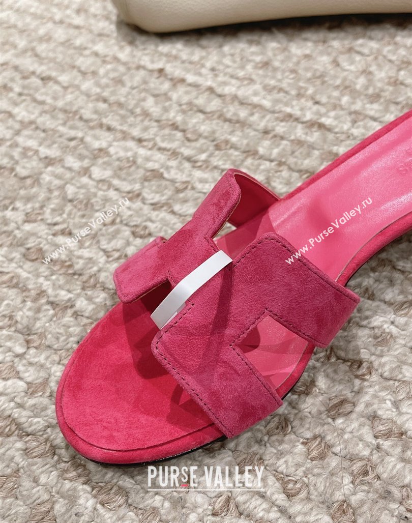 Hermes Classic Oasis Heel Slide Sandals 4.5cm in Suede Pink 2024 0123 (MD-240123085)