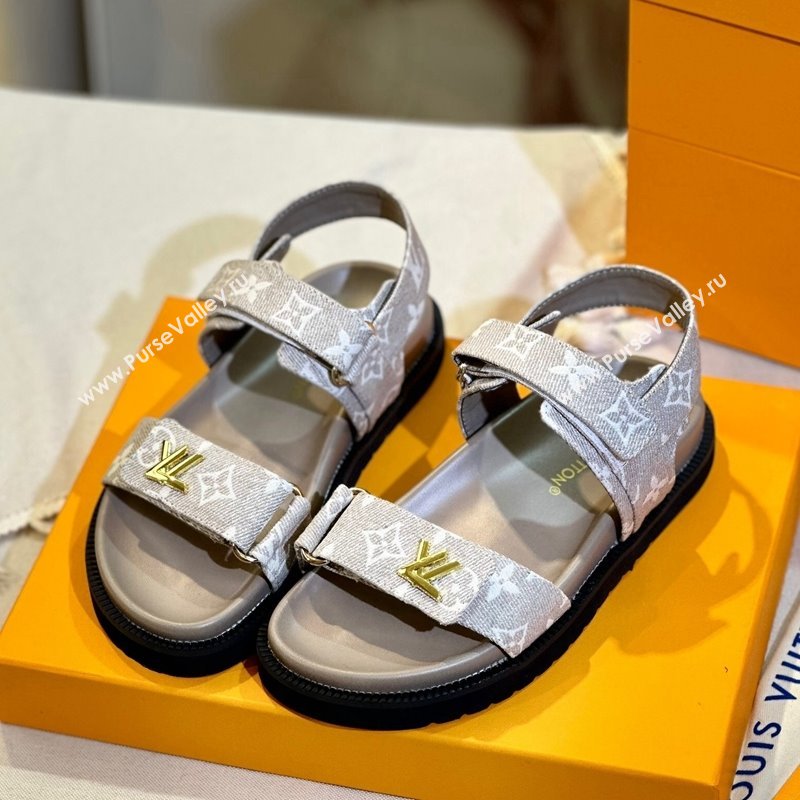 Louis Vuitton LV Sunset Flat Comfort Sandals in Beige Monogram Denim 2024 1ACL9C (MD-240127032)