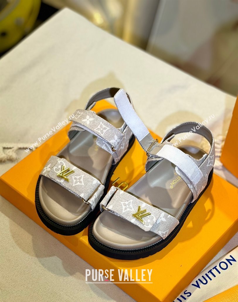 Louis Vuitton LV Sunset Flat Comfort Sandals in Beige Monogram Denim 2024 1ACL9C (MD-240127032)