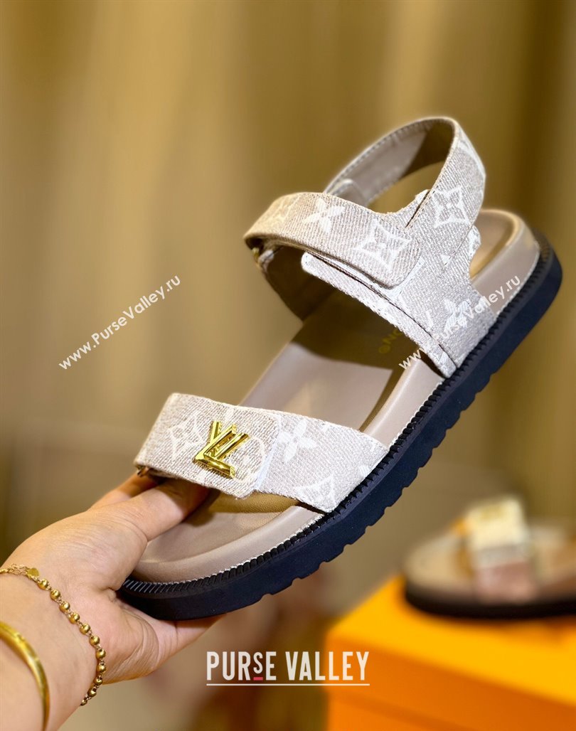 Louis Vuitton LV Sunset Flat Comfort Sandals in Beige Monogram Denim 2024 1ACL9C (MD-240127032)