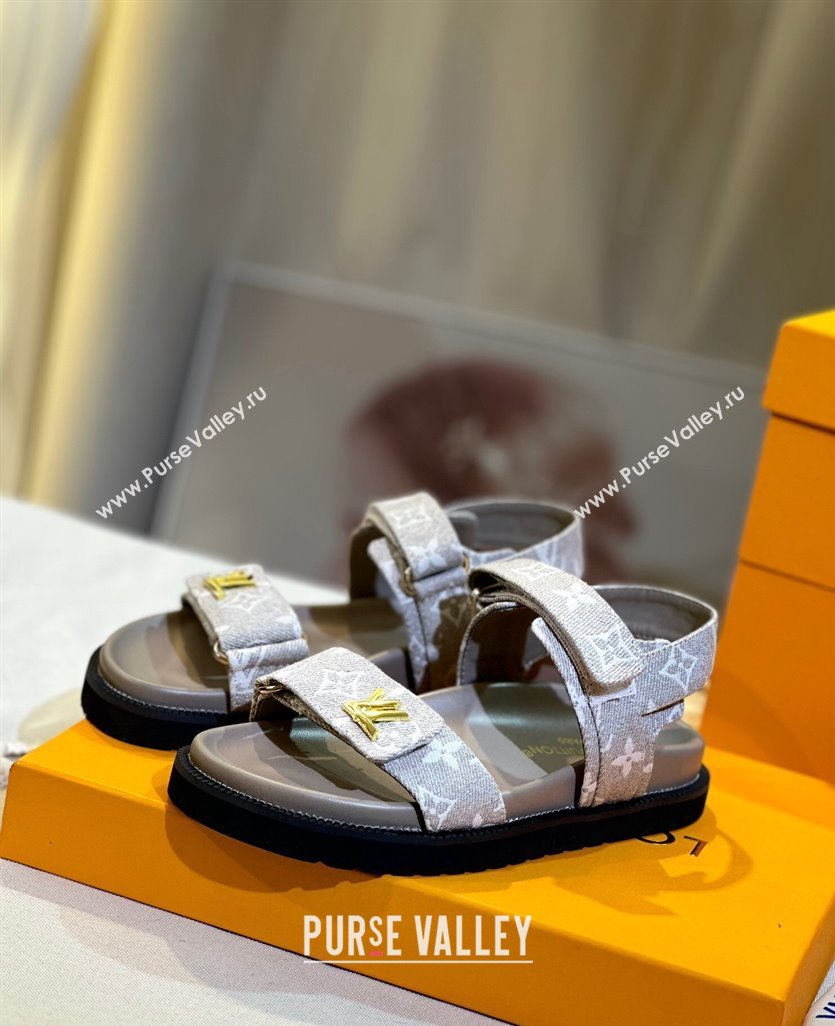 Louis Vuitton LV Sunset Flat Comfort Sandals in Beige Monogram Denim 2024 1ACL9C (MD-240127032)