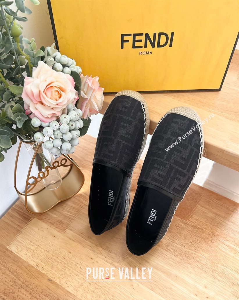 Fendi FF Canvas Espadrilles Flat Grey/Black 2024 012602 (MD-240126160)