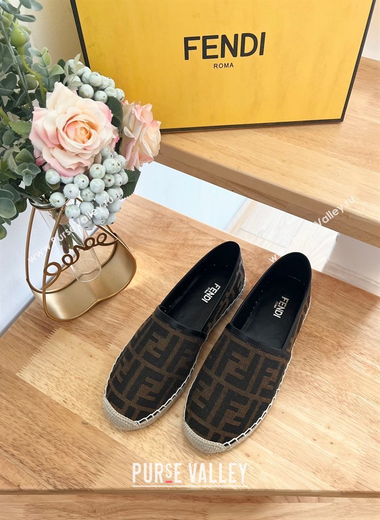 Fendi FF Canvas Espadrilles Flat Brown/Black 2024 012602 (MD-240126161)