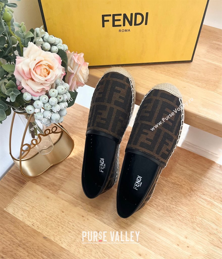 Fendi FF Canvas Espadrilles Flat Brown/Black 2024 012602 (MD-240126161)