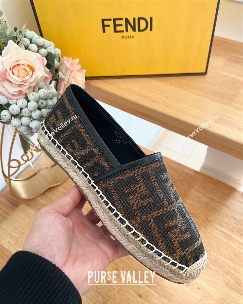 Fendi FF Canvas Espadrilles Flat Brown/Black 2024 012602 (MD-240126161)