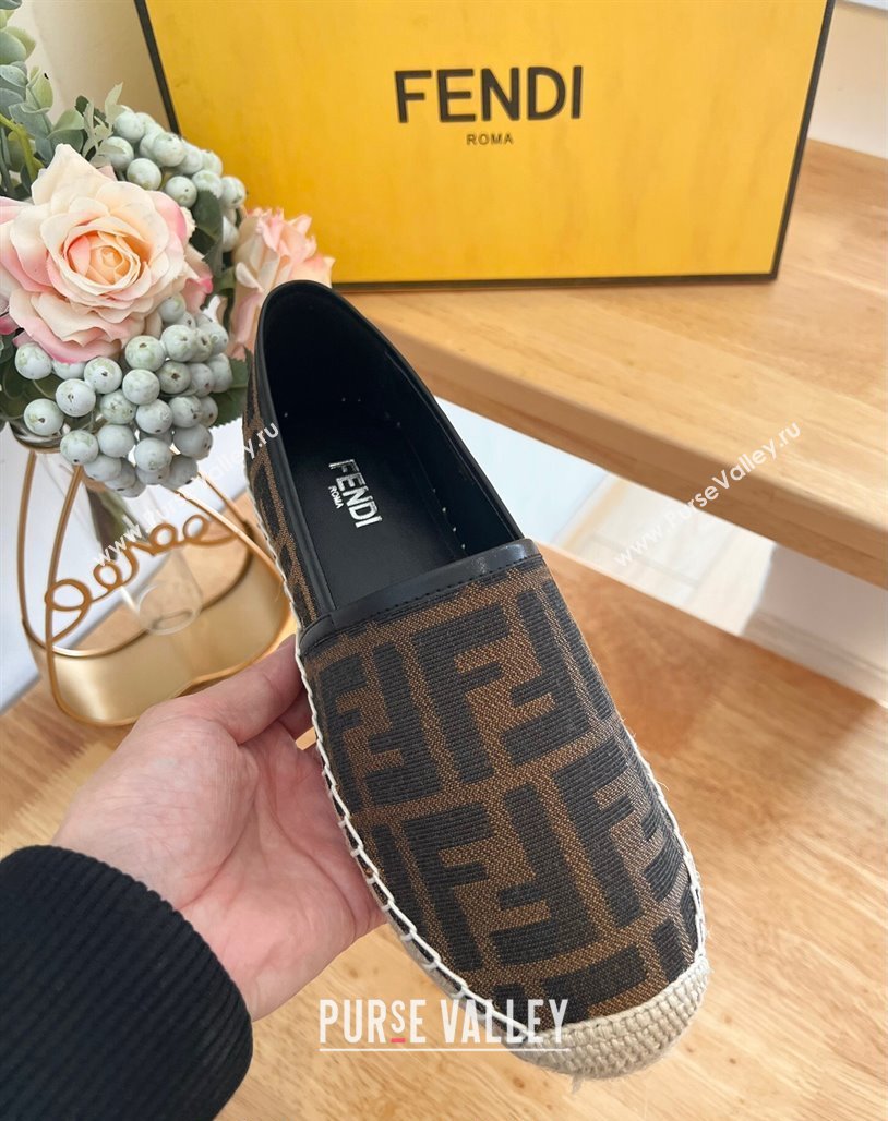 Fendi FF Canvas Espadrilles Flat Brown/Black 2024 012602 (MD-240126161)