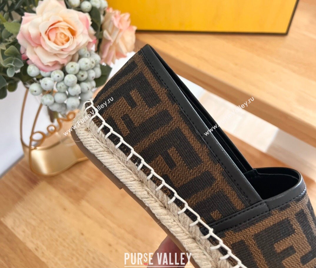 Fendi FF Canvas Espadrilles Flat Brown/Black 2024 012602 (MD-240126161)