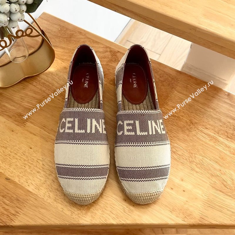 Celine Triomphe Cotton Canvas Espadrilles White/Brown 2024 0124 (MD-240124122)