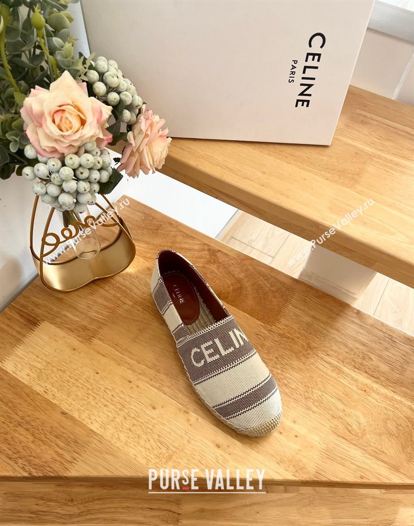 Celine Triomphe Cotton Canvas Espadrilles White/Brown 2024 0124 (MD-240124122)