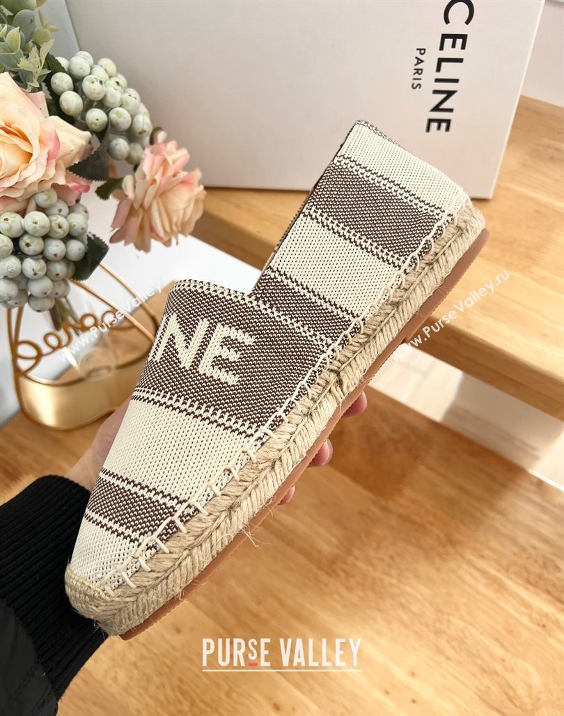 Celine Triomphe Cotton Canvas Espadrilles White/Brown 2024 0124 (MD-240124122)