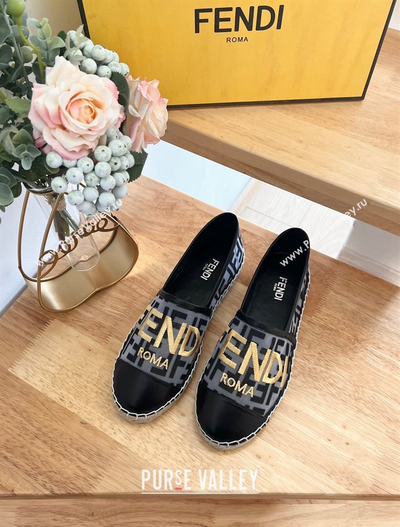 Fendi FF Mesh Espadrilles Flat Grey/Black 2024 012602 (MD-240126163)