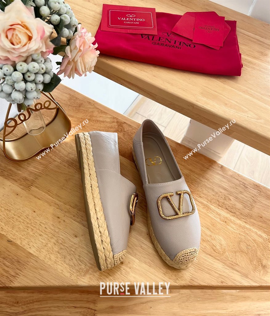 Valentino VLogo Calfskin Espadrilles Powder 2024 0124 (MD-240124135)