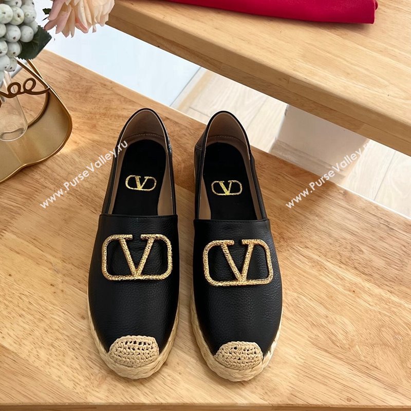 Valentino VLogo Calfskin Espadrilles Black 2024 0124 (MD-240124136)