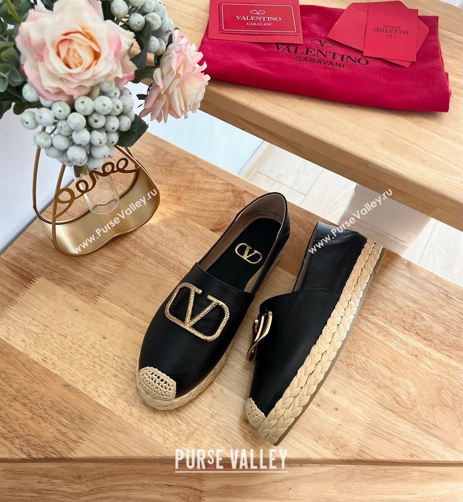 Valentino VLogo Calfskin Espadrilles Black 2024 0124 (MD-240124136)