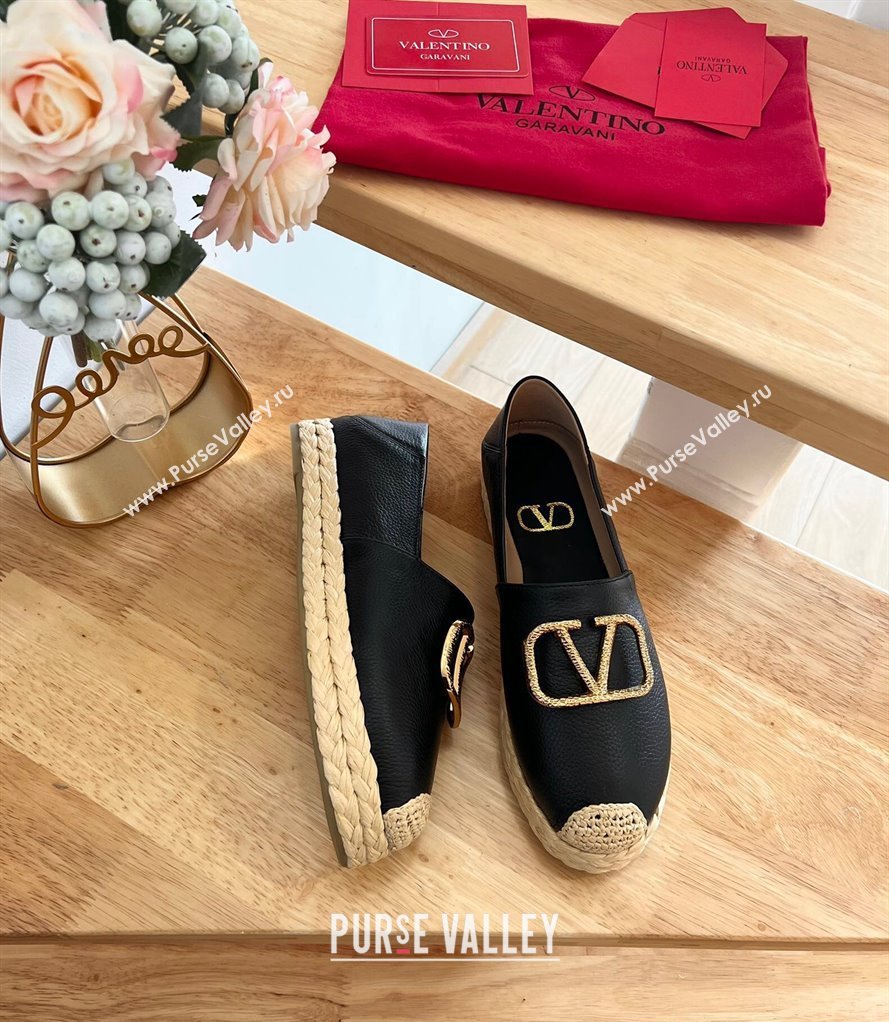 Valentino VLogo Calfskin Espadrilles Black 2024 0124 (MD-240124136)