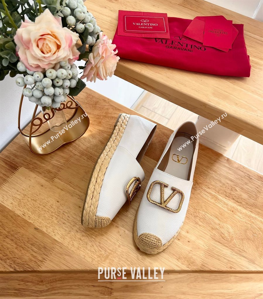 Valentino VLogo Calfskin Espadrilles White 2024 0124 (MD-240124137)