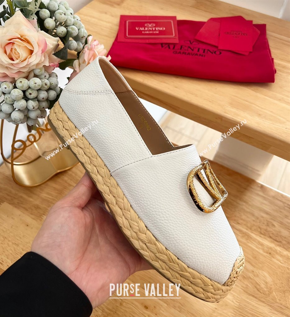 Valentino VLogo Calfskin Espadrilles White 2024 0124 (MD-240124137)