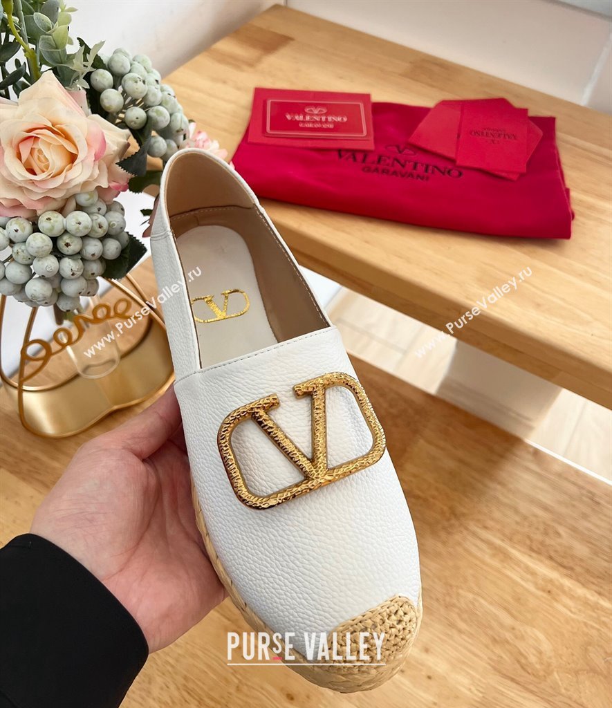 Valentino VLogo Calfskin Espadrilles White 2024 0124 (MD-240124137)