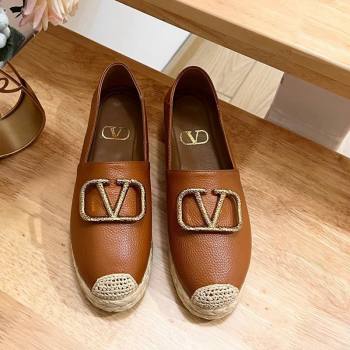 Valentino VLogo Calfskin Espadrilles Brown 2024 0124 (MD-240124138)