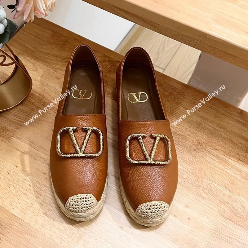 Valentino VLogo Calfskin Espadrilles Brown 2024 0124 (MD-240124138)