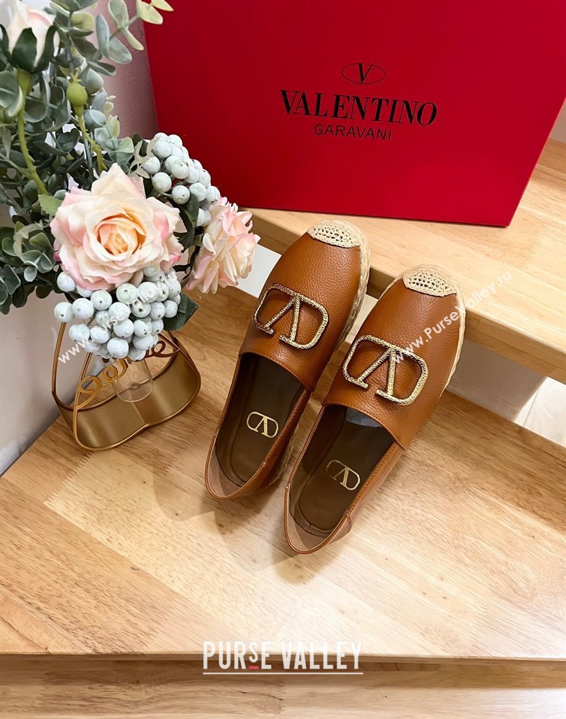 Valentino VLogo Calfskin Espadrilles Brown 2024 0124 (MD-240124138)