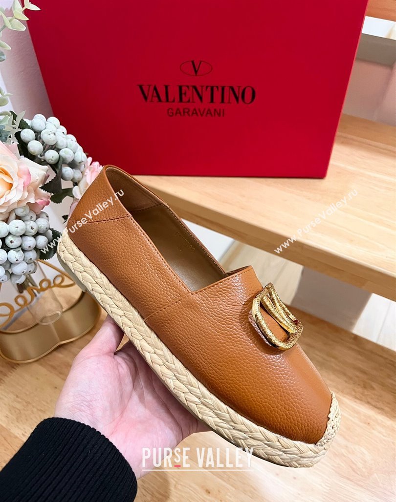 Valentino VLogo Calfskin Espadrilles Brown 2024 0124 (MD-240124138)