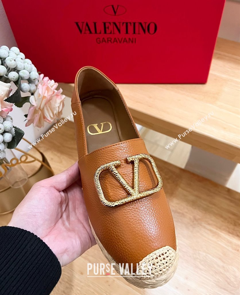 Valentino VLogo Calfskin Espadrilles Brown 2024 0124 (MD-240124138)