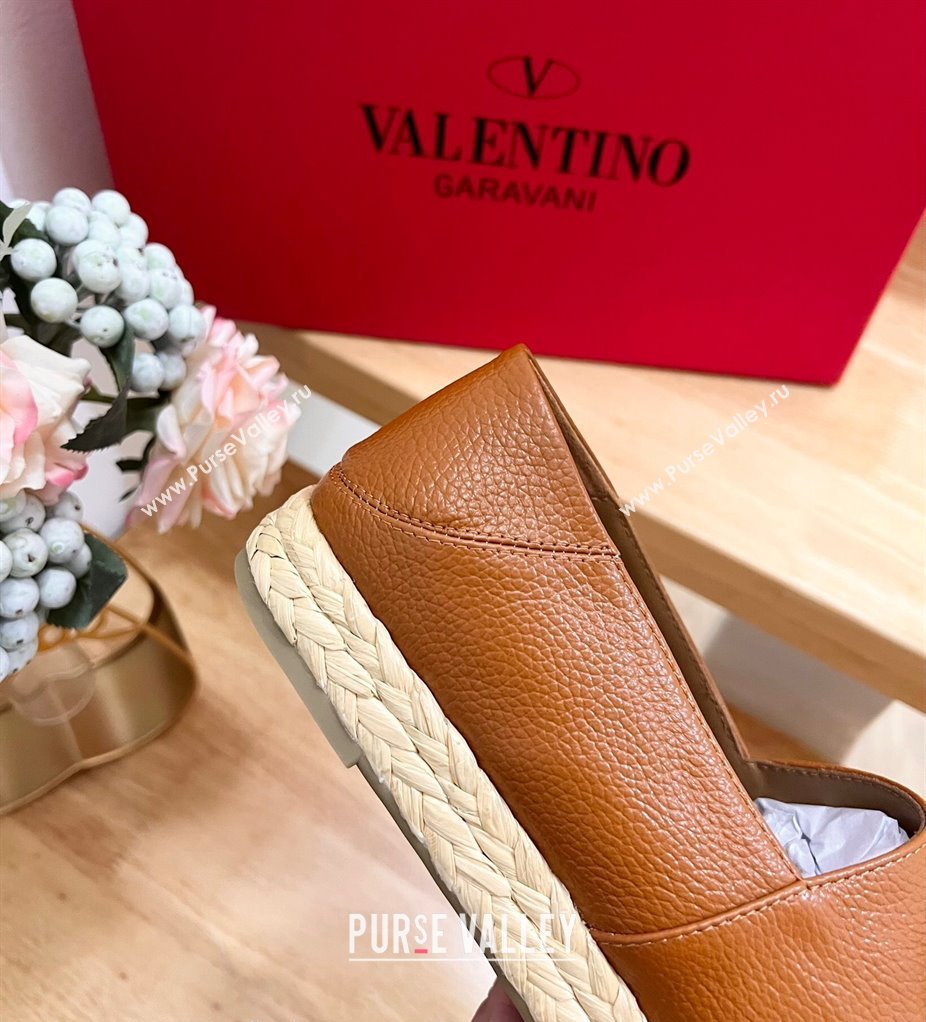 Valentino VLogo Calfskin Espadrilles Brown 2024 0124 (MD-240124138)