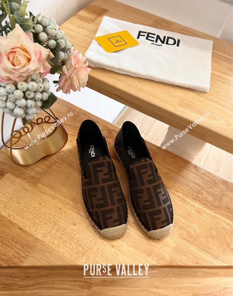 Fendi Espadrilles Flat in FF Canvas and Leather Brown/Black 2024 0126 (MD-240126164)