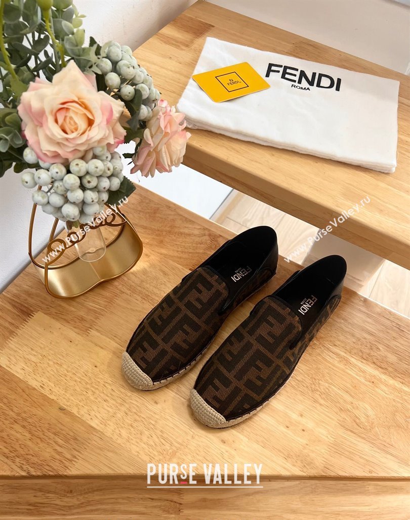 Fendi Espadrilles Flat in FF Canvas and Leather Brown/Black 2024 0126 (MD-240126164)