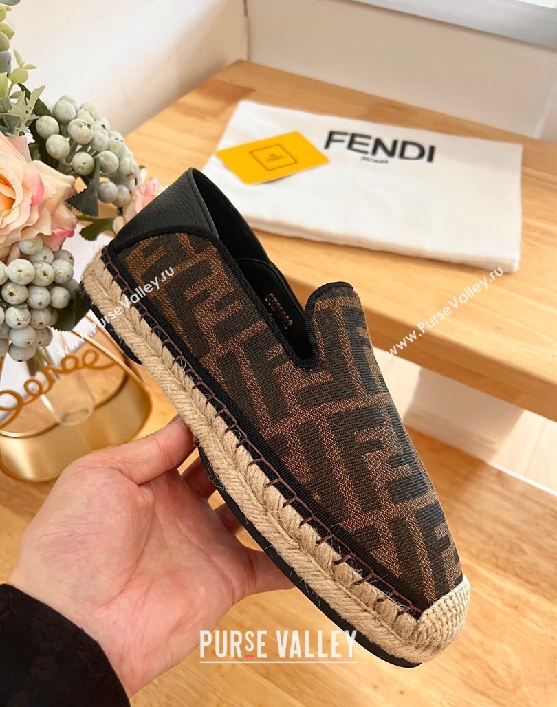 Fendi Espadrilles Flat in FF Canvas and Leather Brown/Black 2024 0126 (MD-240126164)