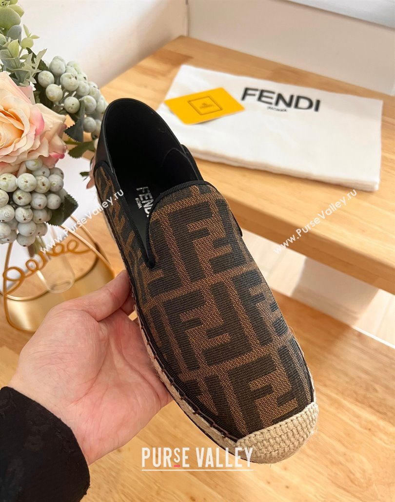 Fendi Espadrilles Flat in FF Canvas and Leather Brown/Black 2024 0126 (MD-240126164)