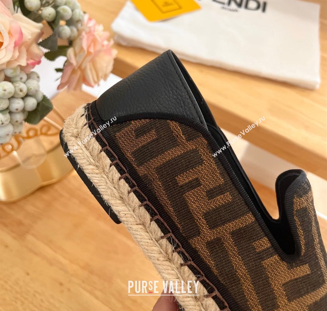 Fendi Espadrilles Flat in FF Canvas and Leather Brown/Black 2024 0126 (MD-240126164)