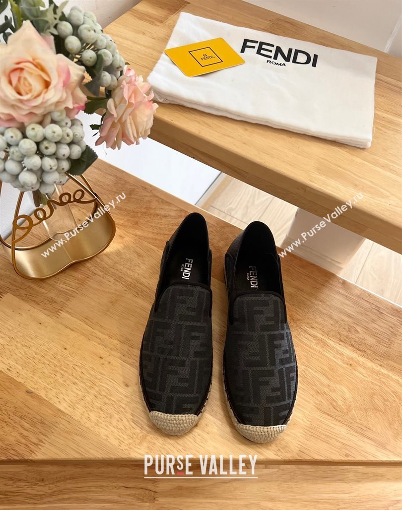 Fendi Espadrilles Flat in FF Canvas and Leather Grey/Black 2024 0126 (MD-240126165)