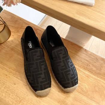 Fendi Espadrilles Flat in FF Canvas and Leather Grey/Black 2024 0126 (MD-240126165)