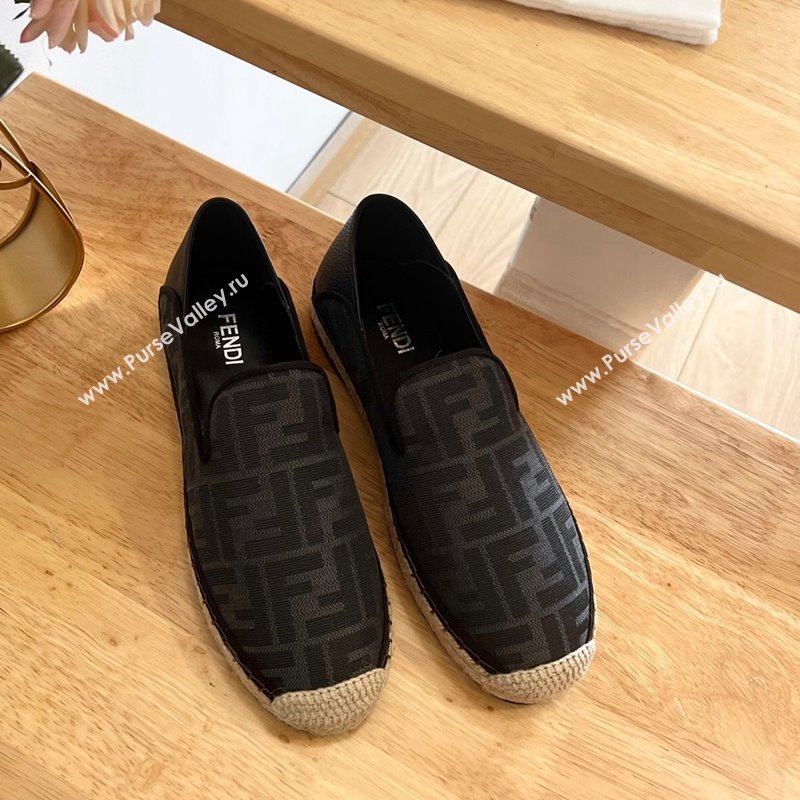 Fendi Espadrilles Flat in FF Canvas and Leather Grey/Black 2024 0126 (MD-240126165)