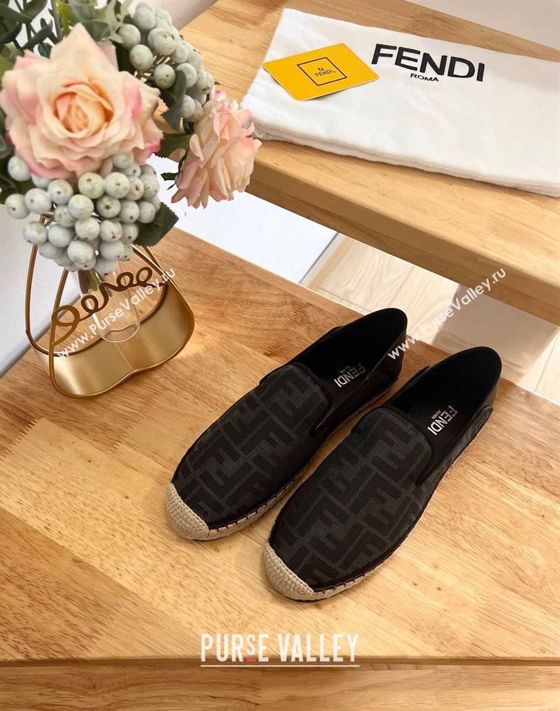 Fendi Espadrilles Flat in FF Canvas and Leather Grey/Black 2024 0126 (MD-240126165)