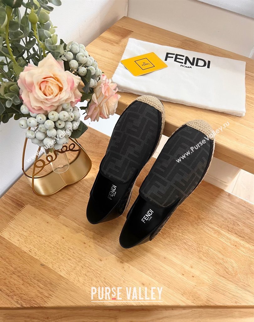 Fendi Espadrilles Flat in FF Canvas and Leather Grey/Black 2024 0126 (MD-240126165)