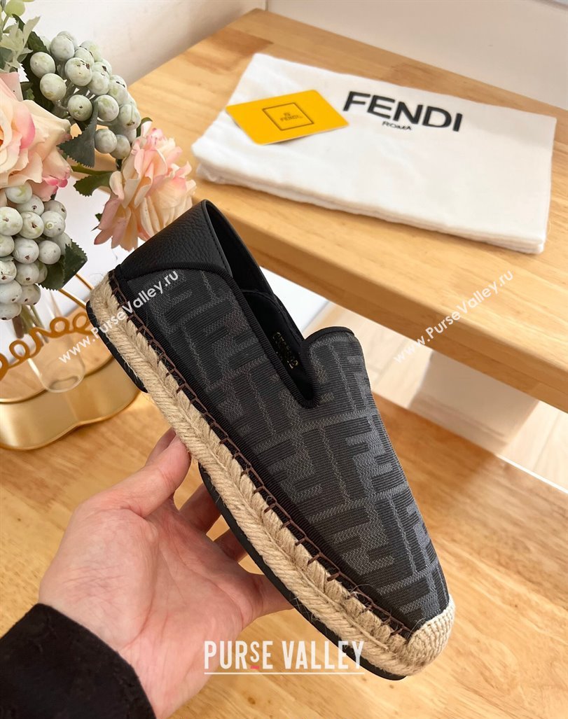 Fendi Espadrilles Flat in FF Canvas and Leather Grey/Black 2024 0126 (MD-240126165)