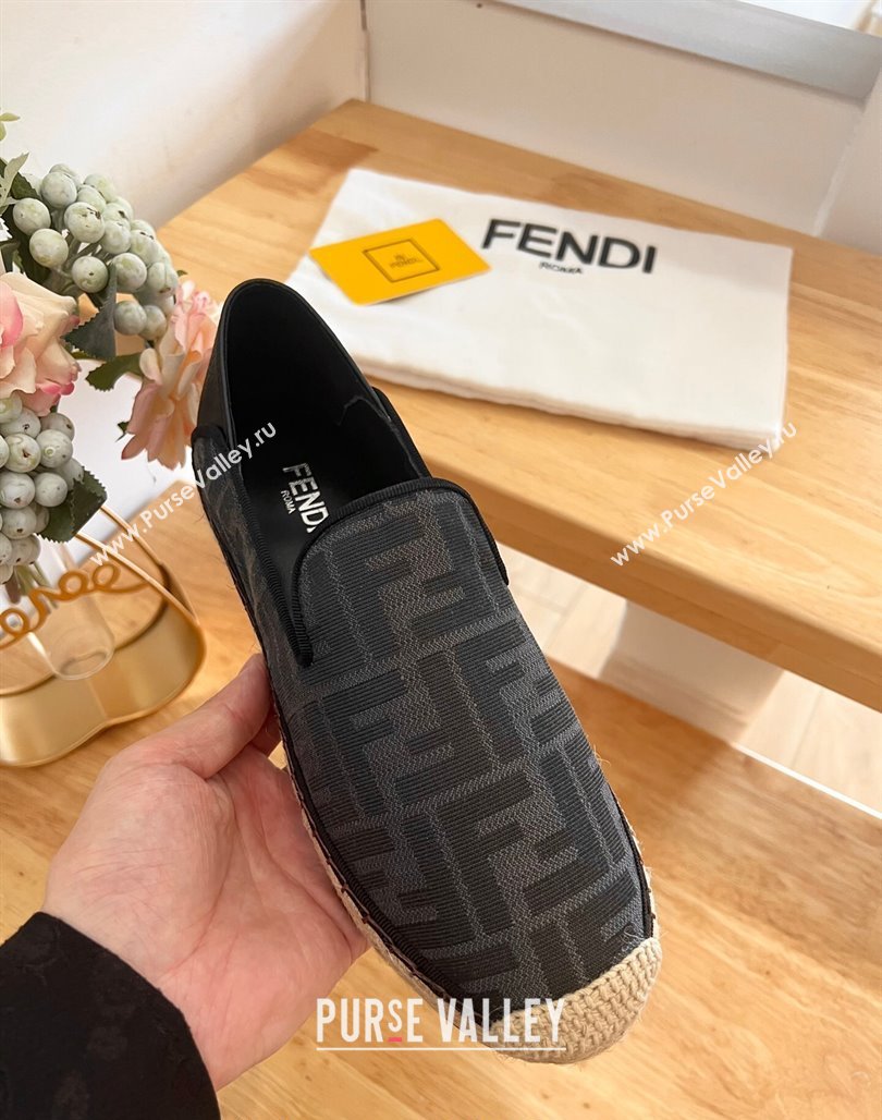 Fendi Espadrilles Flat in FF Canvas and Leather Grey/Black 2024 0126 (MD-240126165)