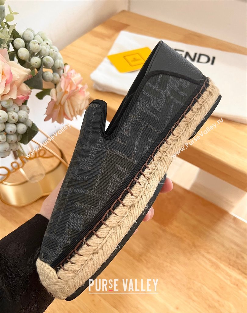 Fendi Espadrilles Flat in FF Canvas and Leather Grey/Black 2024 0126 (MD-240126165)