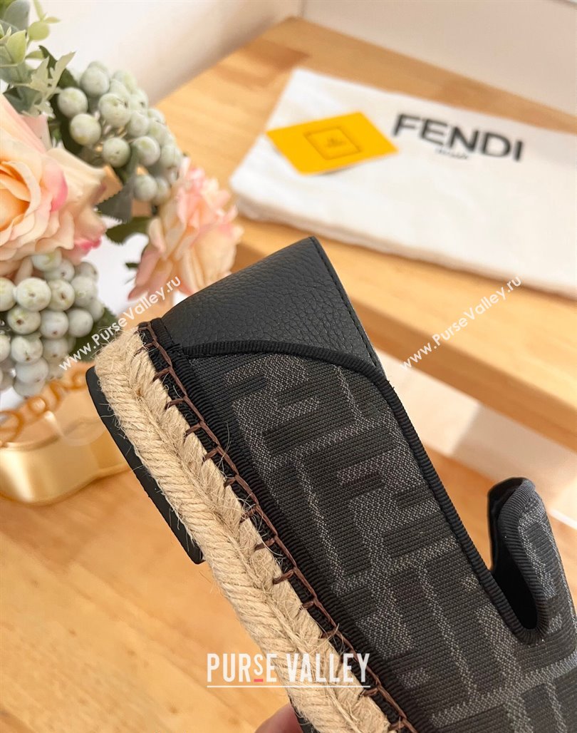 Fendi Espadrilles Flat in FF Canvas and Leather Grey/Black 2024 0126 (MD-240126165)