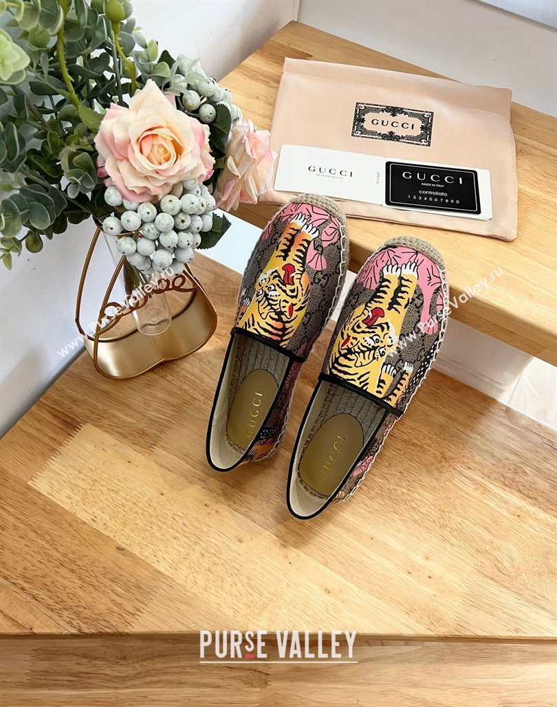 Gucci GG Tiger Canvas Espadrilles Flat 2024 0125 (MD-240125106)