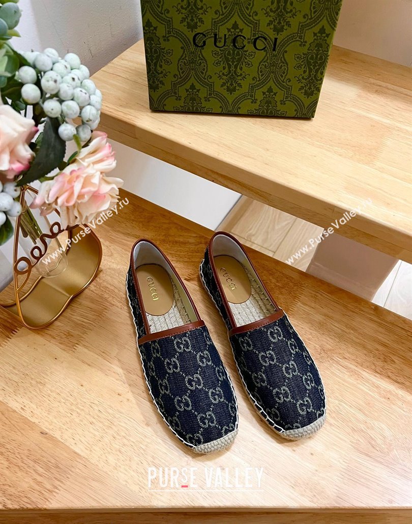 Gucci GG Denim Espadrilles Flat Dark Blue 2024 0125 (MD-240125108)