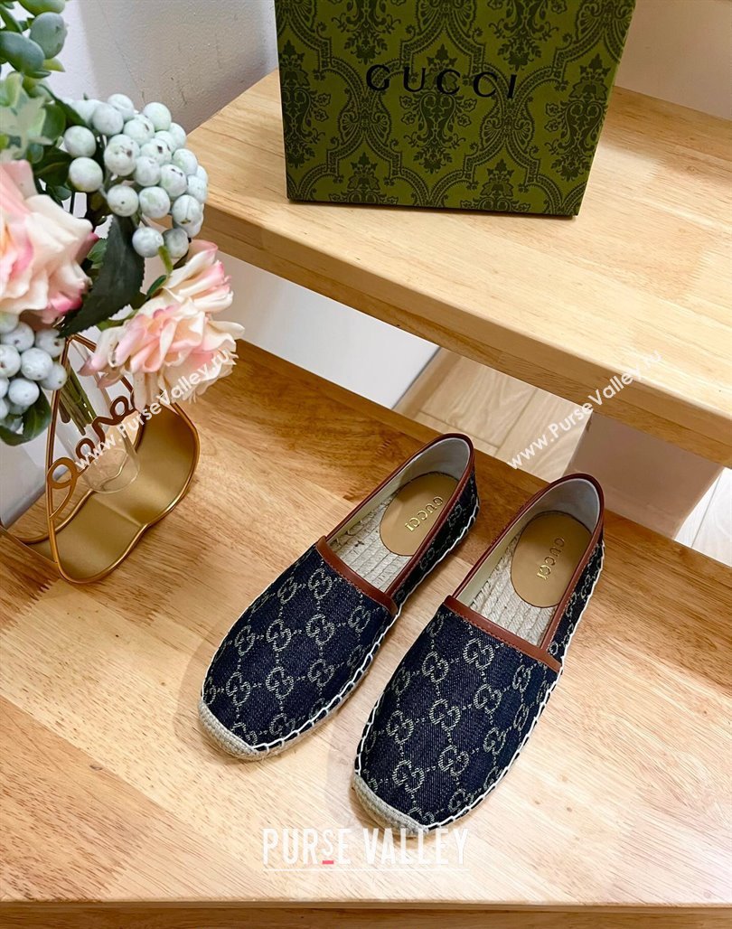 Gucci GG Denim Espadrilles Flat Dark Blue 2024 0125 (MD-240125108)