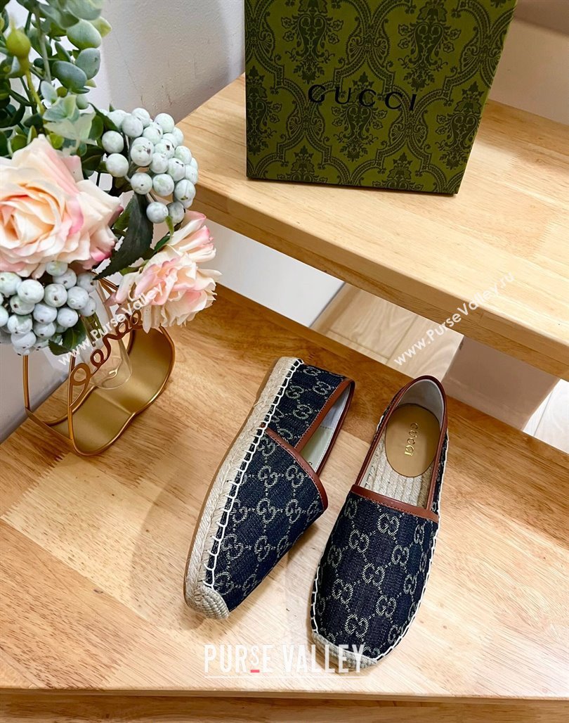 Gucci GG Denim Espadrilles Flat Dark Blue 2024 0125 (MD-240125108)