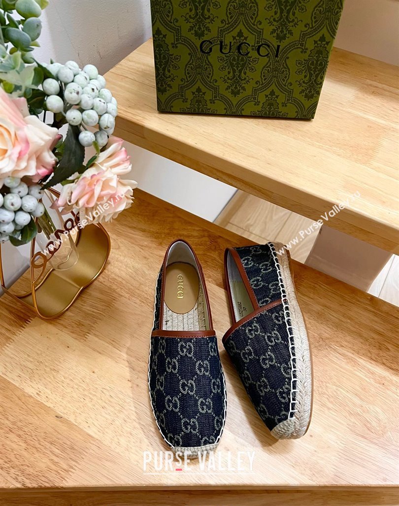 Gucci GG Denim Espadrilles Flat Dark Blue 2024 0125 (MD-240125108)