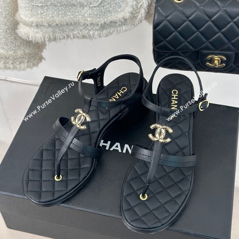 Chanel Calfskin Heel Sandals 5cm with CC Black 2024 012602 (MD-240126062)